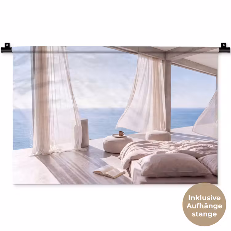 Interieur - Zeezicht - Modern - Rust - Beige Wandkleed katoen klein -t3d_DE