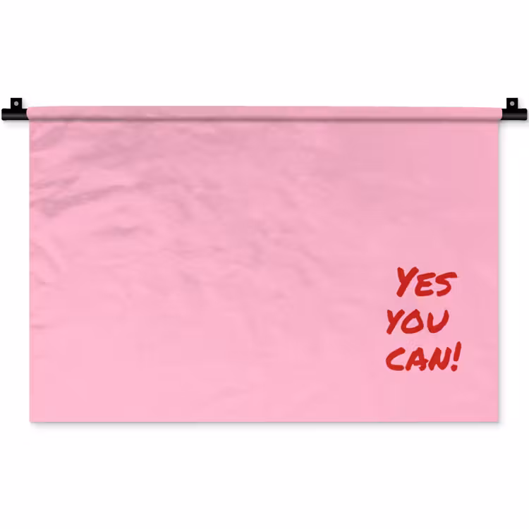 Yes you can do it - Rood - Roze Wandkleed katoen klein -zz3d