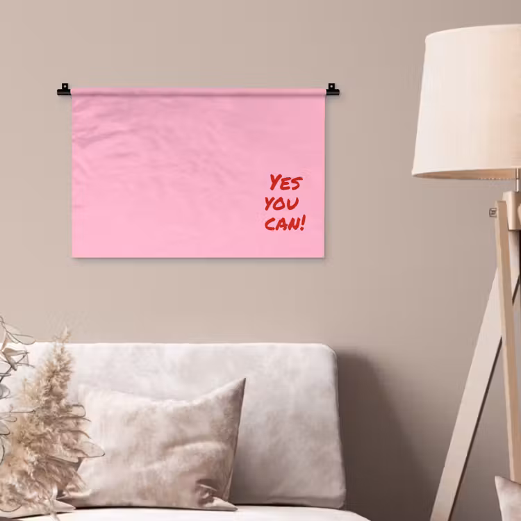 Yes you can do it - Rood - Roze Wandkleed katoen klein -sfeer4