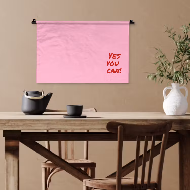 Yes you can do it - Rood - Roze Wandkleed katoen klein -sfeer6