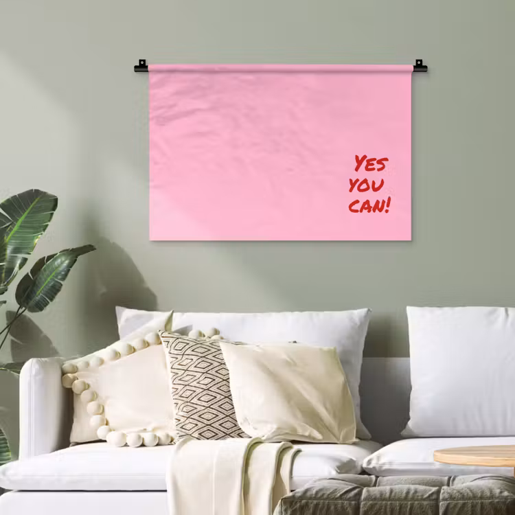 Yes you can do it - Rood - Roze Wandkleed katoen klein -sfeer7