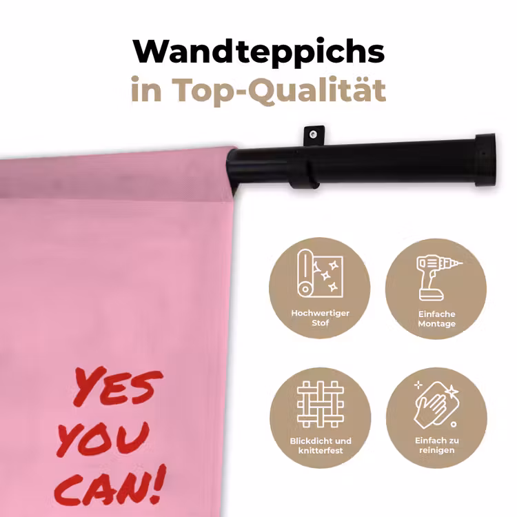 Yes you can do it - Rood - Roze Wandkleed katoen klein -tsfeer2_DE