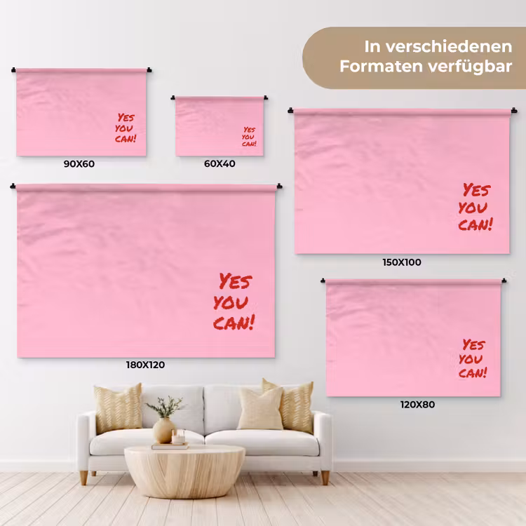 Yes you can do it - Rood - Roze Wandkleed katoen klein -tsfeer8_DE