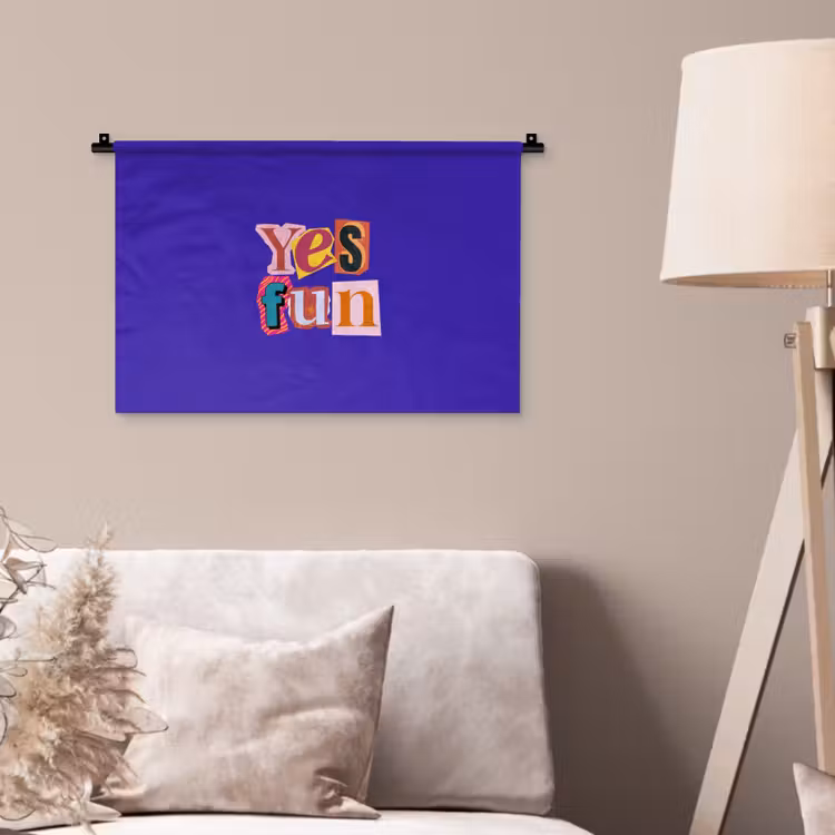 Yes fun - Kleurrijk - Collage-stijl Wandkleed katoen klein -sfeer4