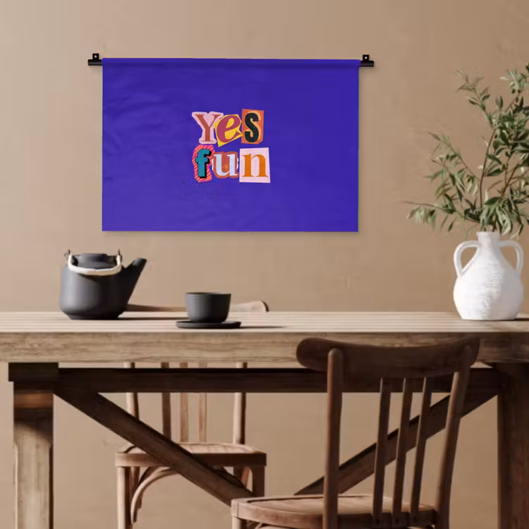 Yes fun - Kleurrijk - Collage-stijl Wandkleed katoen klein -sfeer6