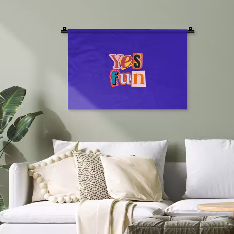 Yes fun - Kleurrijk - Collage-stijl Wandkleed katoen klein -sfeer7