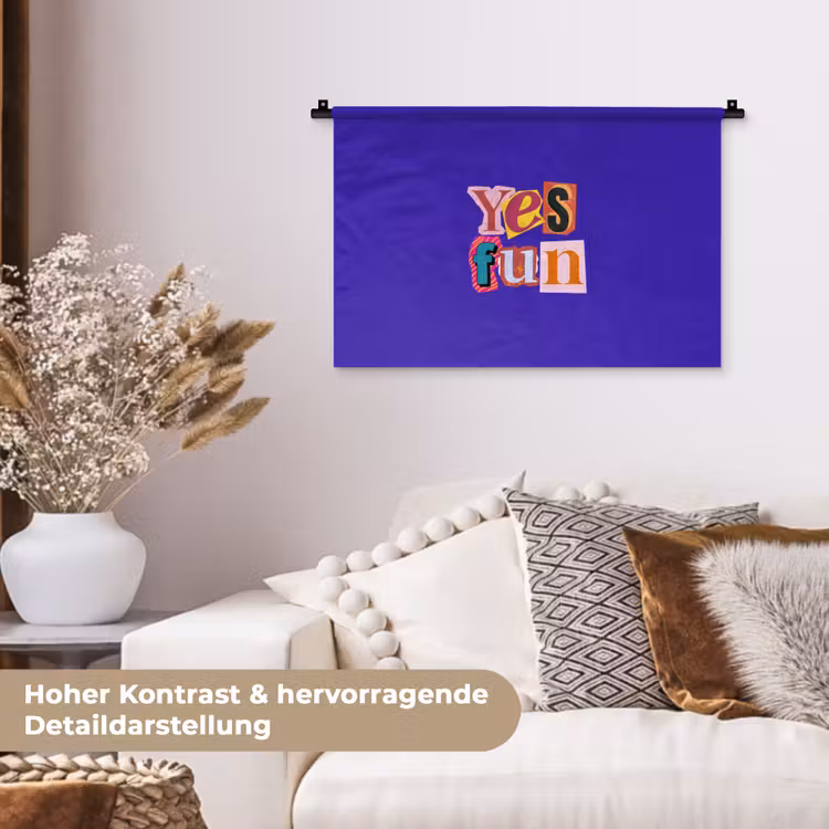 Yes fun - Kleurrijk - Collage-stijl Wandkleed katoen klein -tsfeer1_DE