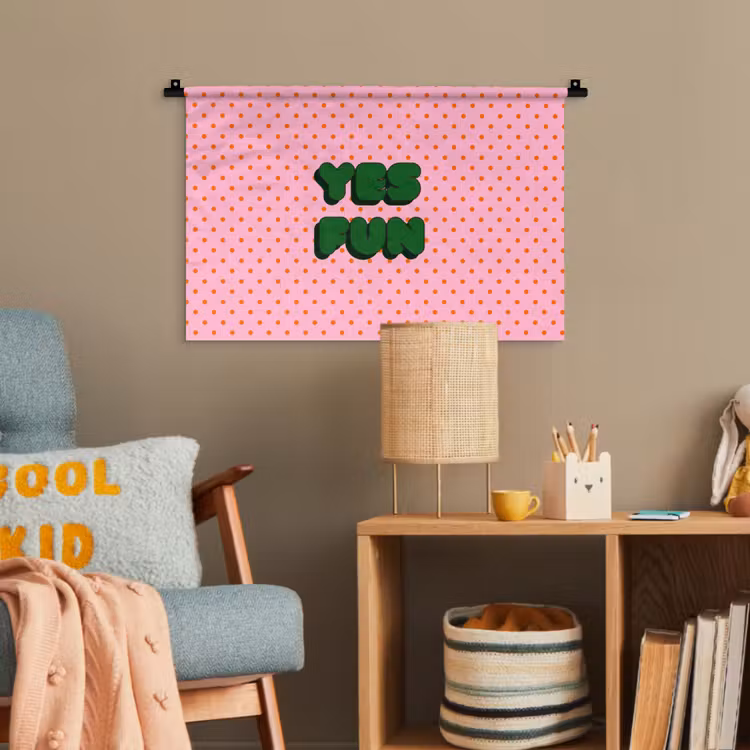 Yes fun - Groen - Roze - Stippen Wandkleed katoen klein -wsfeer4_kind