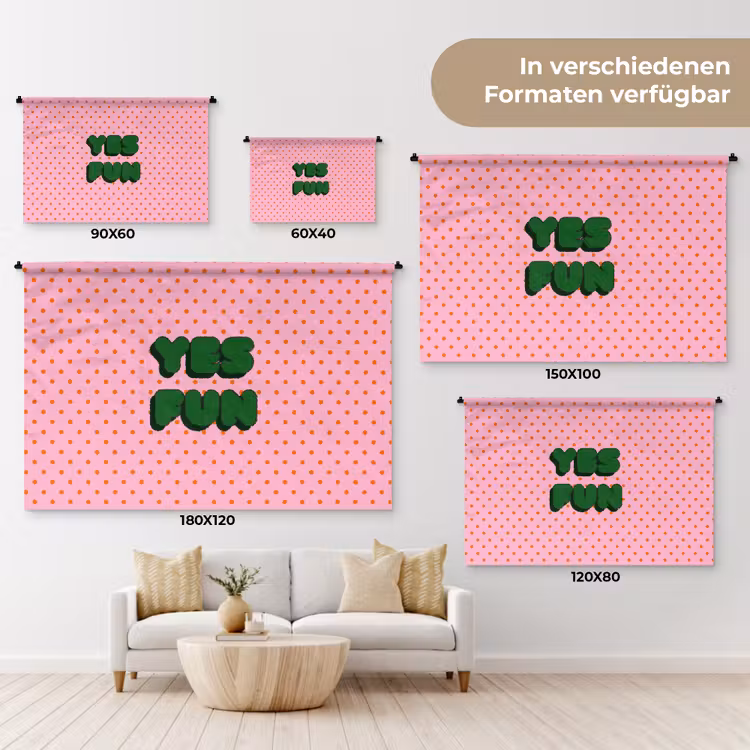 Yes fun - Groen - Roze - Stippen Wandkleed katoen klein -tsfeer8_DE