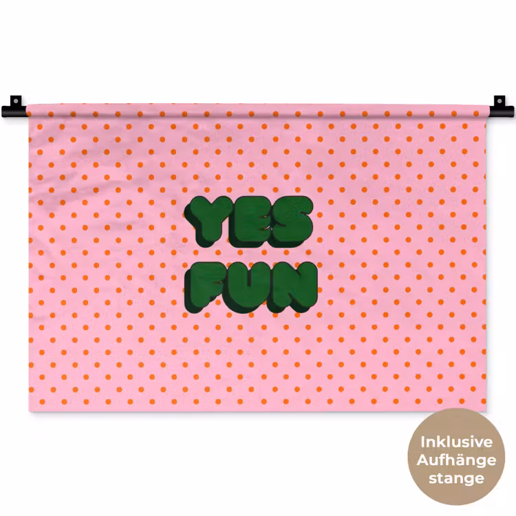 Yes fun - Groen - Roze - Stippen Wandkleed katoen klein -t3d_DE