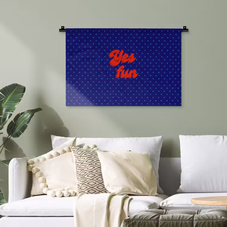 Yes fun - Rood - Blauw - Stippen Wandkleed katoen klein -sfeer7