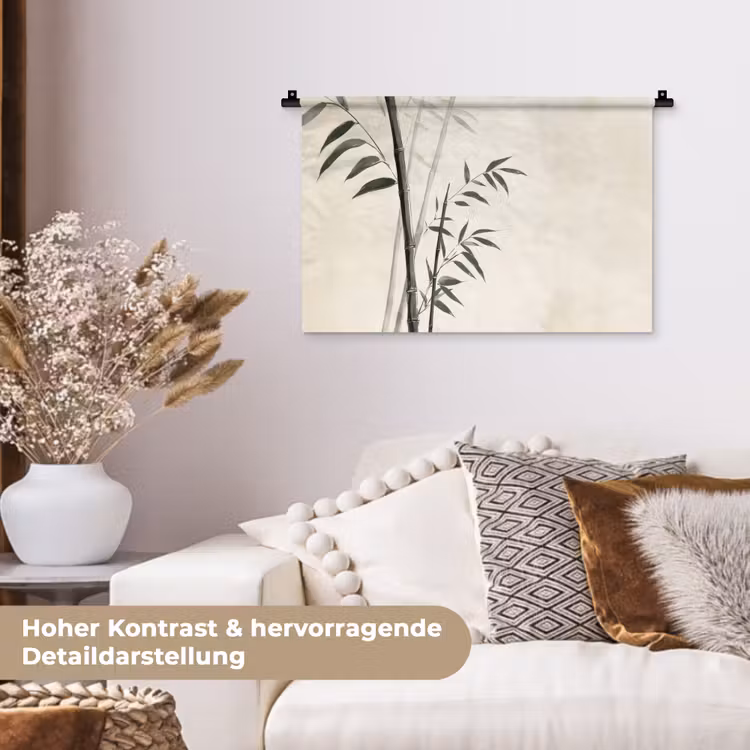 Japandi - Bamboe - Beige Wandkleed katoen klein -tsfeer1_DE