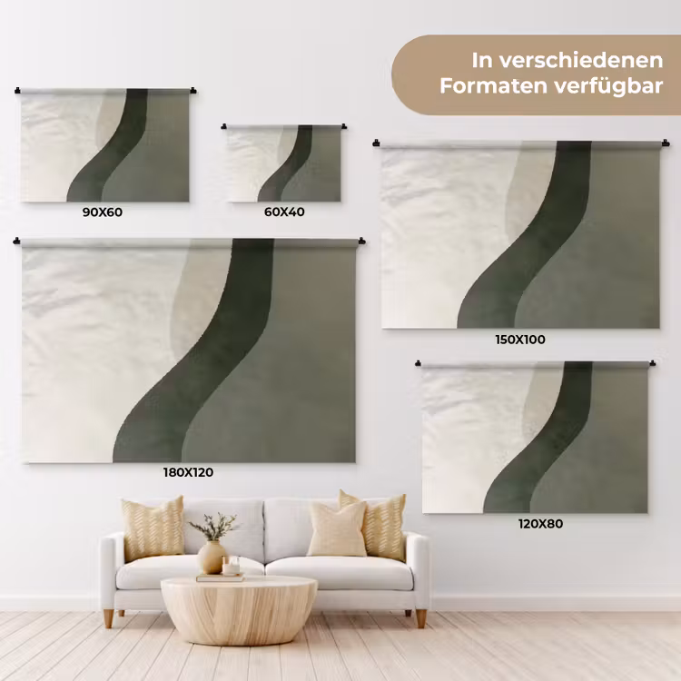 Japandi - Groen - Abstract - Modern Wandkleed katoen klein -tsfeer8_DE
