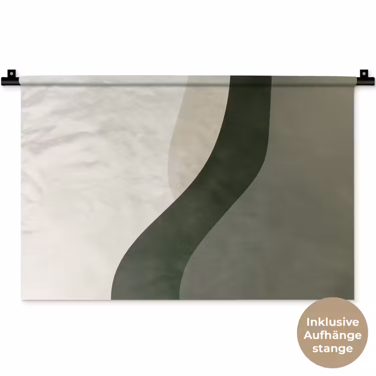 Japandi - Groen - Abstract - Modern Wandkleed katoen klein -t3d_DE