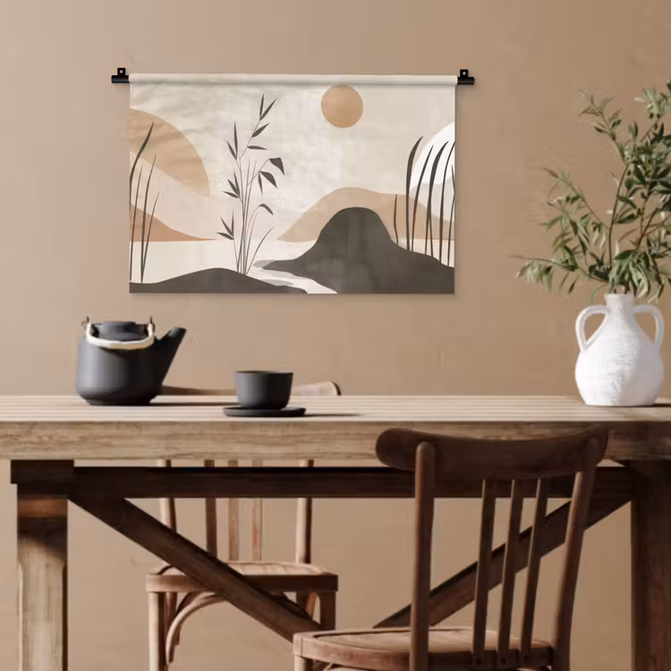 Japandi - Landschap - Beige Wandkleed katoen klein -sfeer6