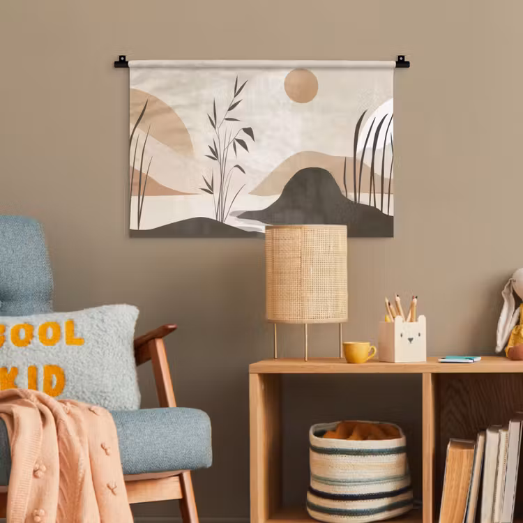 Japandi - Landschap - Beige Wandkleed katoen klein -wsfeer4_kind