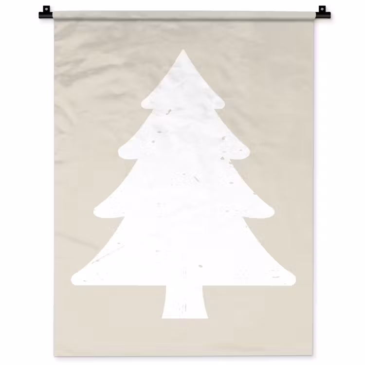 Japandi - Kerstboom - Beige - Kerstversiering Wandkleed katoen klein -zz3d