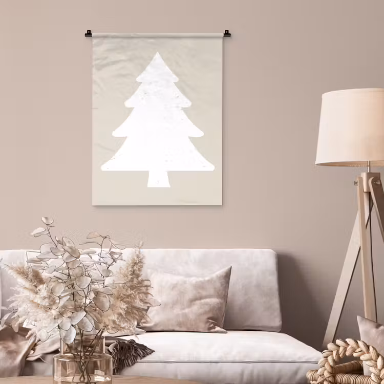 Japandi - Kerstboom - Beige - Kerstversiering Wandkleed katoen klein -sfeer4