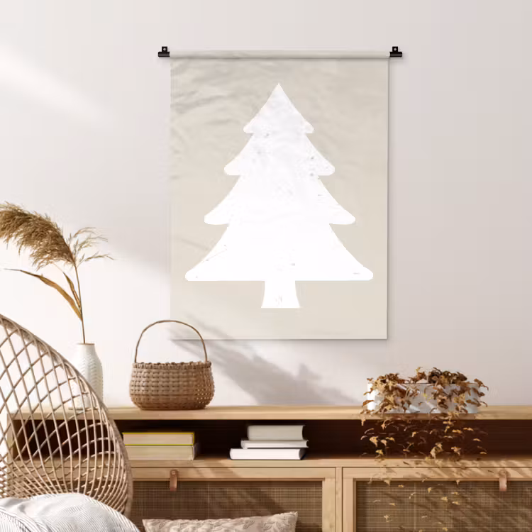 Japandi - Kerstboom - Beige - Kerstversiering Wandkleed katoen klein -sfeer5