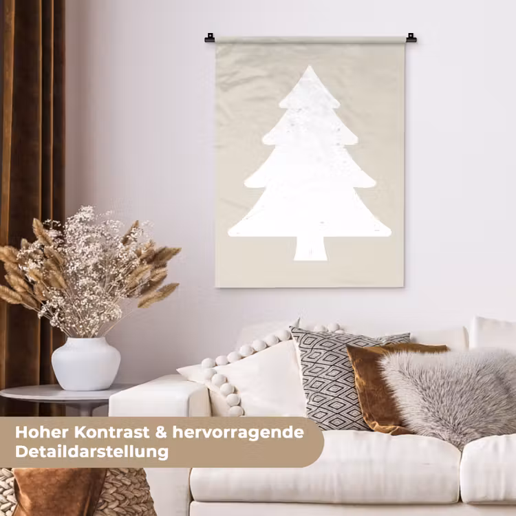 Japandi - Kerstboom - Beige - Kerstversiering Wandkleed katoen klein -tsfeer1_DE
