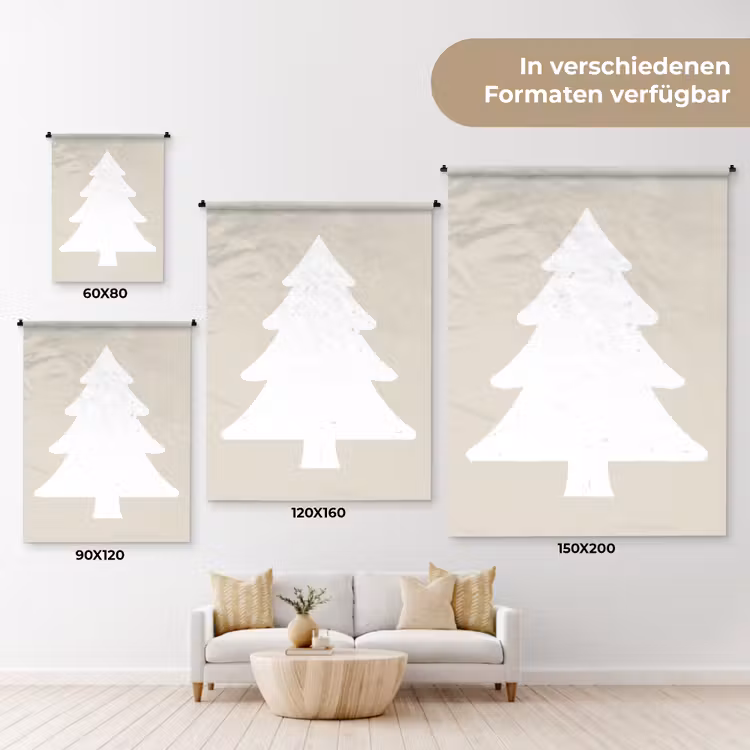 Japandi - Kerstboom - Beige - Kerstversiering Wandkleed katoen klein -tsfeer8_DE