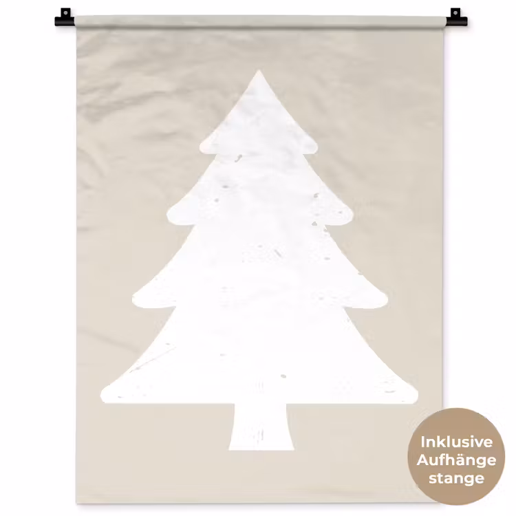 Japandi - Kerstboom - Beige - Kerstversiering Wandkleed katoen klein -t3d_DE