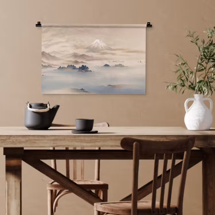 Japans - Landschap - Beige Wandkleed katoen klein -sfeer6