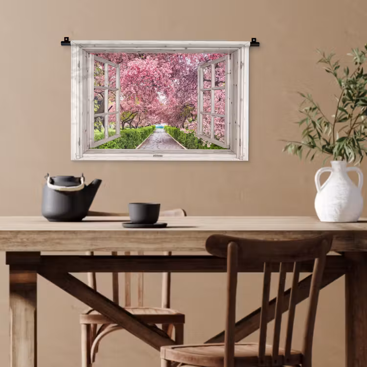 Japans - Sakura - Bloesem - Boom - Bloesem takken - Doorkijk Wandkleed katoen klein -sfeer6