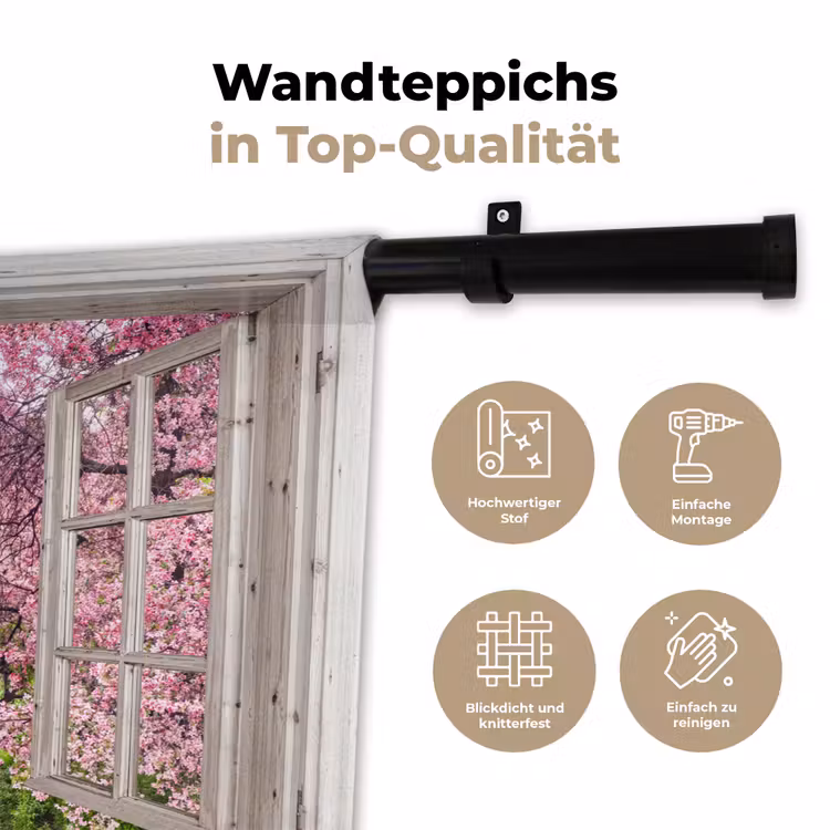 Japans - Sakura - Bloesem - Boom - Bloesem takken - Doorkijk Wandkleed katoen klein -tsfeer2_DE