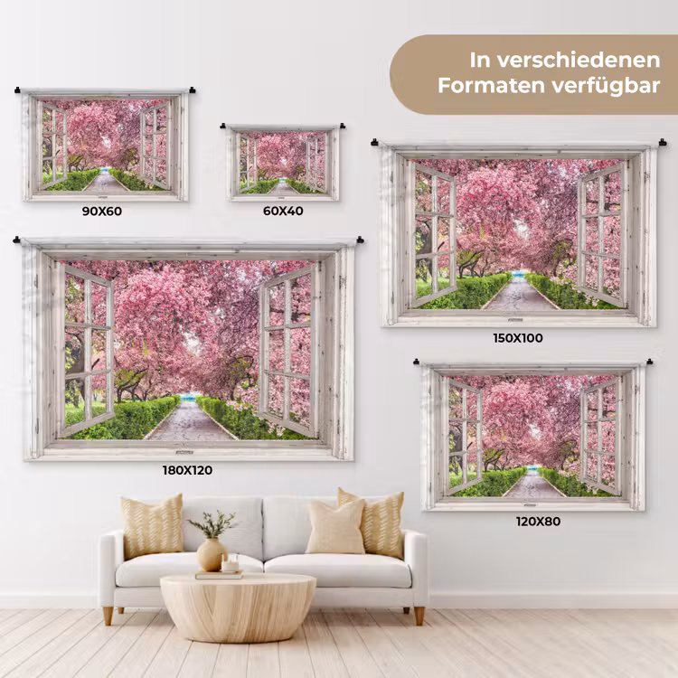 Japans - Sakura - Bloesem - Boom - Bloesem takken - Doorkijk Wandkleed katoen klein -tsfeer8_DE