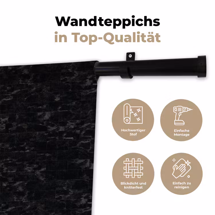 Tegels - Patroon - Marmer - Zwart Wandkleed katoen klein 269 -tsfeer2_DE