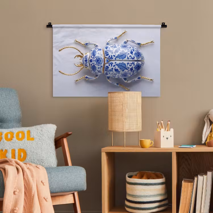 Kever - Delfts - Blauw - Goud Wandkleed katoen klein -wsfeer4_kind