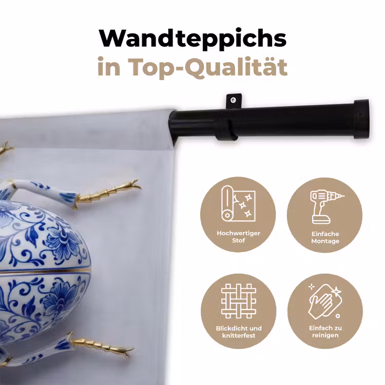 Kever - Delfts - Blauw - Goud Wandkleed katoen klein -tsfeer2_DE
