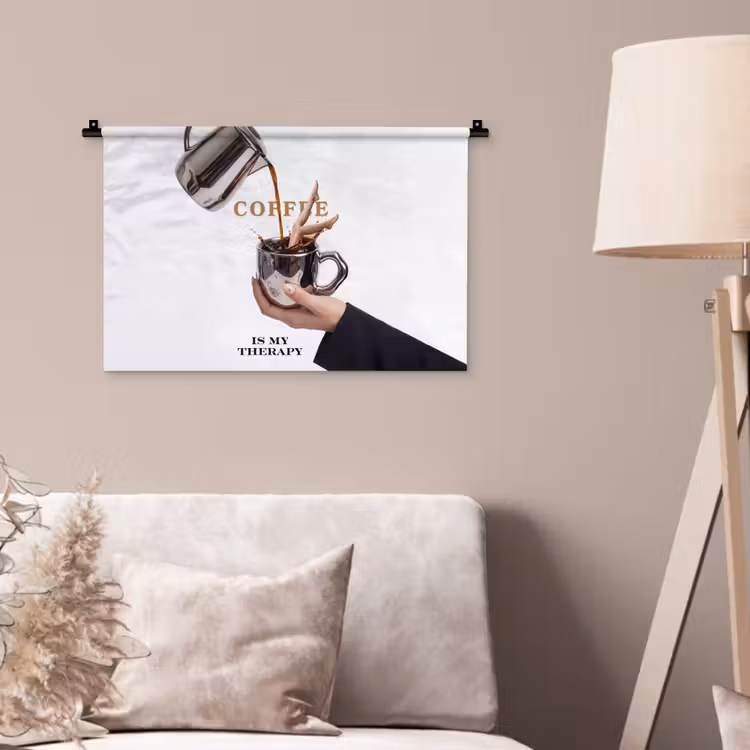 Koffie - Mok - Kan - Therapie Wandkleed katoen klein -sfeer4