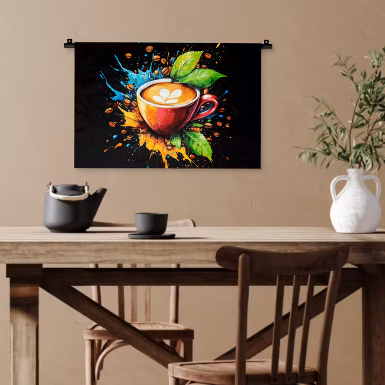 Koffie - Graffiti - Drinken - Abstract Wandkleed katoen klein -sfeer6