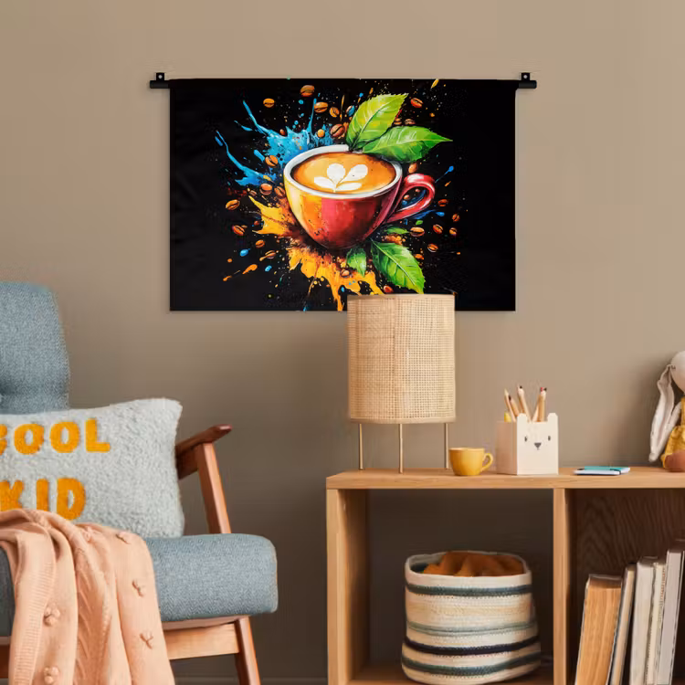 Koffie - Graffiti - Drinken - Abstract Wandkleed katoen klein -wsfeer4_kind