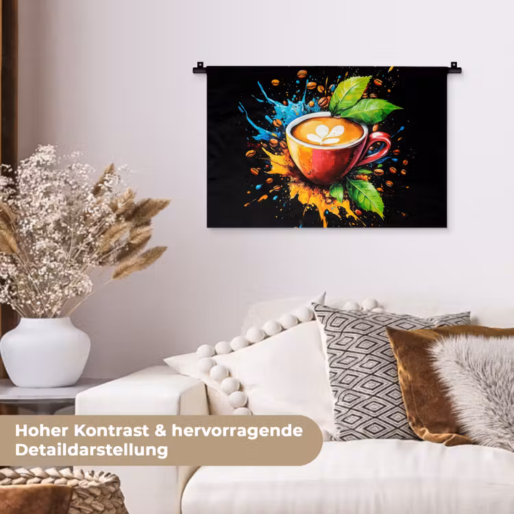 Koffie - Graffiti - Drinken - Abstract Wandkleed katoen klein -tsfeer1_DE