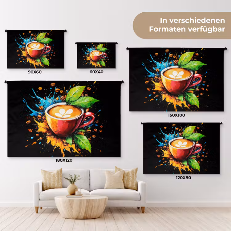 Koffie - Graffiti - Drinken - Abstract Wandkleed katoen klein -tsfeer8_DE