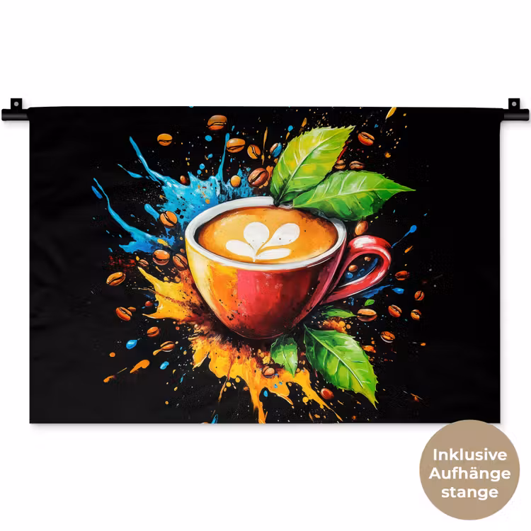 Koffie - Graffiti - Drinken - Abstract Wandkleed katoen klein -t3d_DE