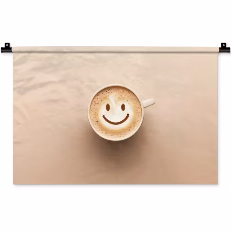 Koffie - Melkschuim - Lach - Beige Wandkleed katoen klein -zz3d