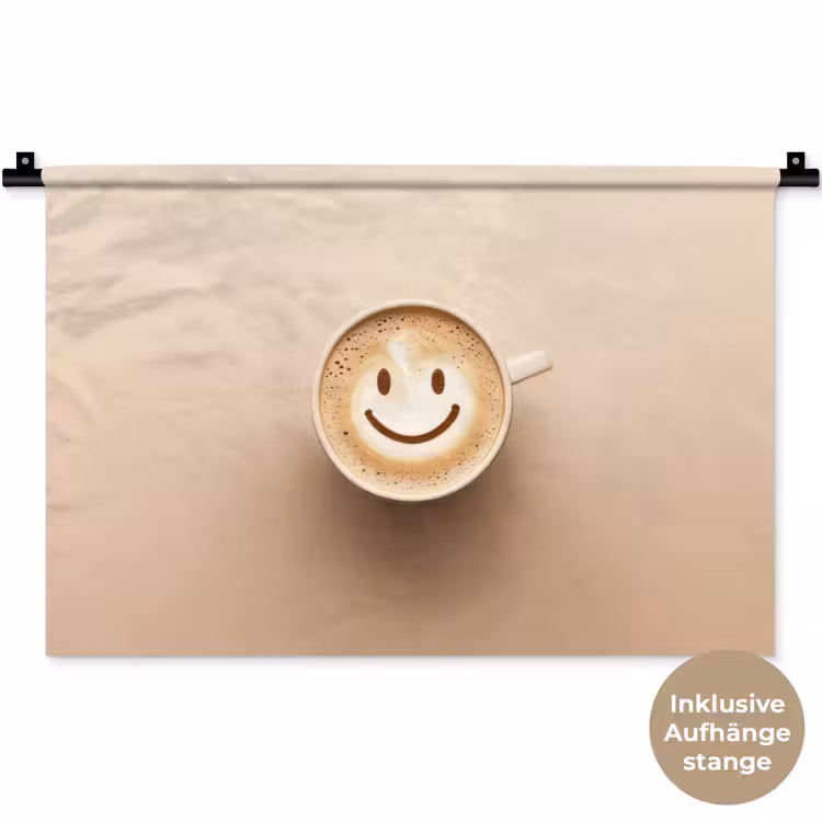 Koffie - Melkschuim - Lach - Beige Wandkleed katoen klein -t3d_DE