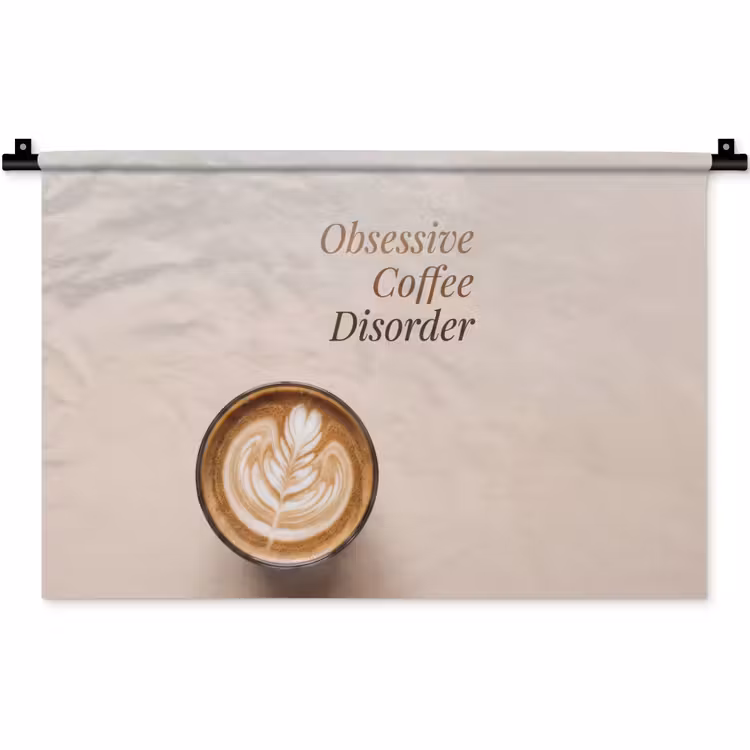 Koffie - Obessive Coffee Disorder - Beige Wandkleed katoen klein -zz3d