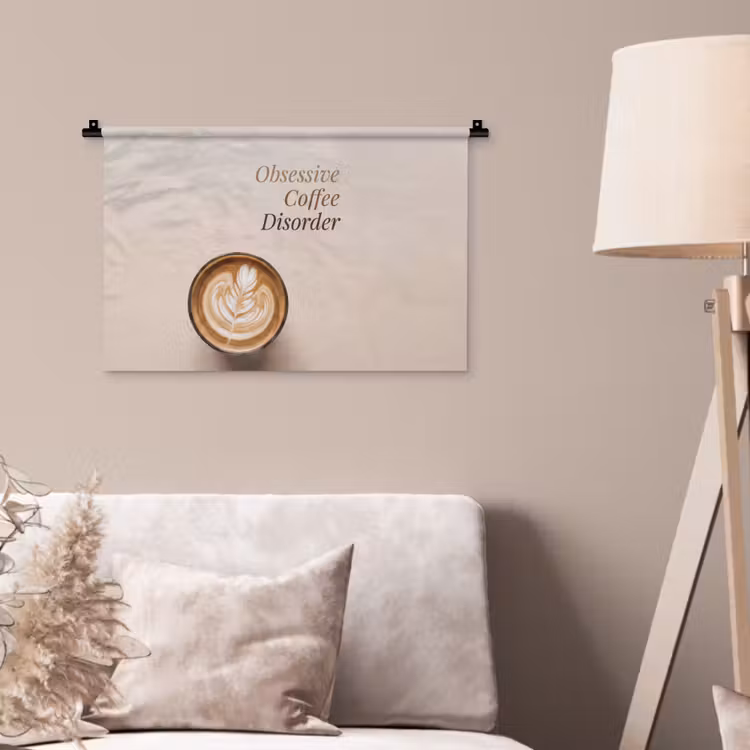Koffie - Obessive Coffee Disorder - Beige Wandkleed katoen klein -sfeer4