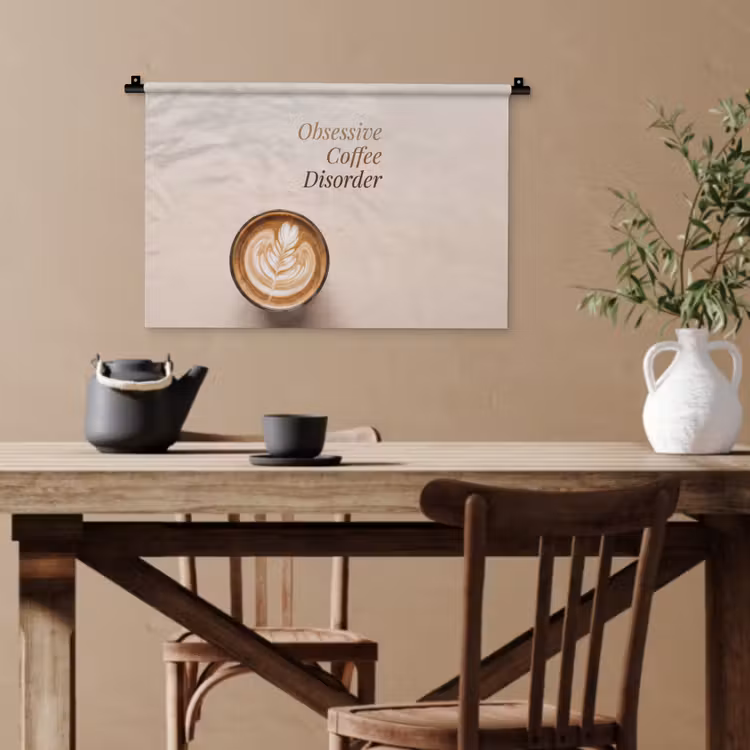 Koffie - Obessive Coffee Disorder - Beige Wandkleed katoen klein -sfeer6
