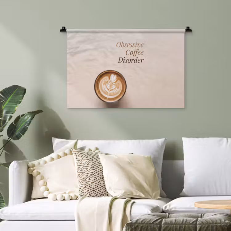 Koffie - Obessive Coffee Disorder - Beige Wandkleed katoen klein -sfeer7