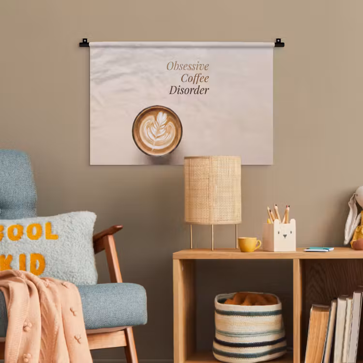 Koffie - Obessive Coffee Disorder - Beige Wandkleed katoen klein -wsfeer4_kind