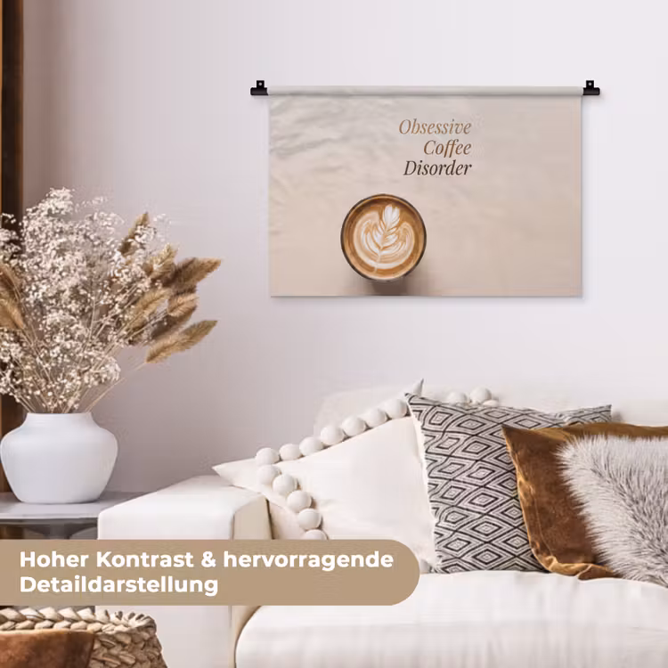 Koffie - Obessive Coffee Disorder - Beige Wandkleed katoen klein -tsfeer1_DE