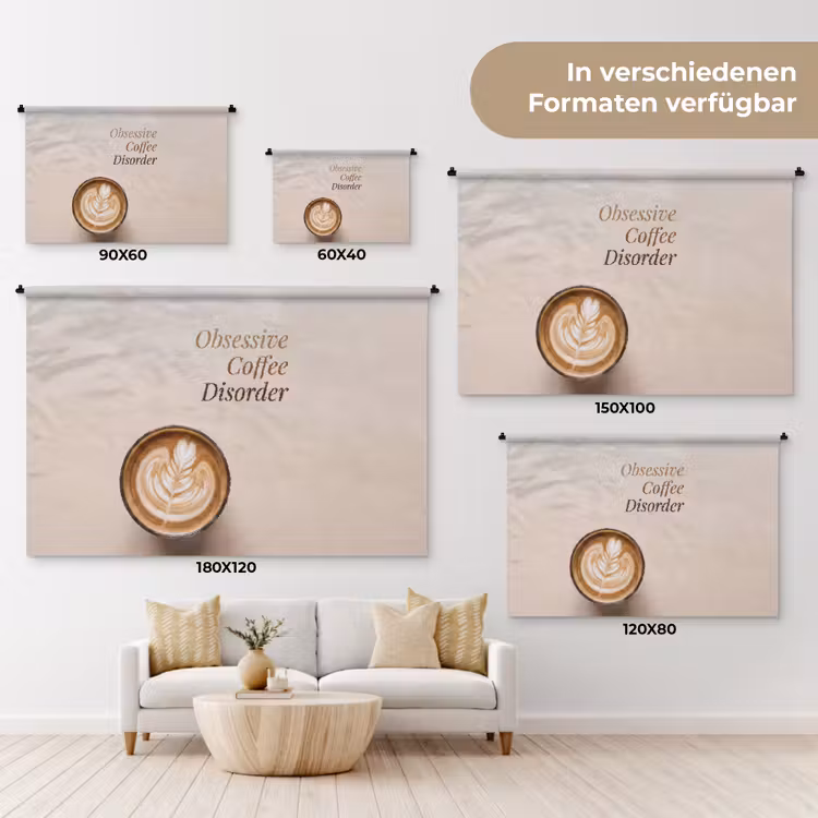 Koffie - Obessive Coffee Disorder - Beige Wandkleed katoen klein -tsfeer8_DE