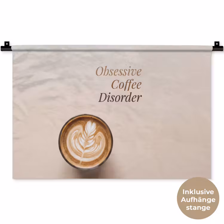 Koffie - Obessive Coffee Disorder - Beige Wandkleed katoen klein -t3d_DE