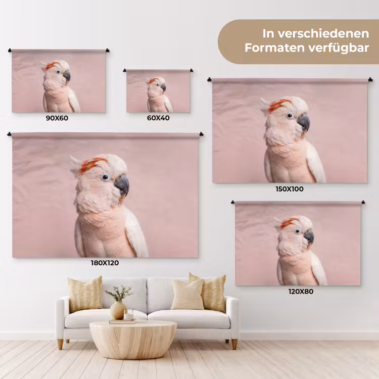 Kaketoe - Portret - Roze Wandkleed katoen klein -tsfeer8_DE